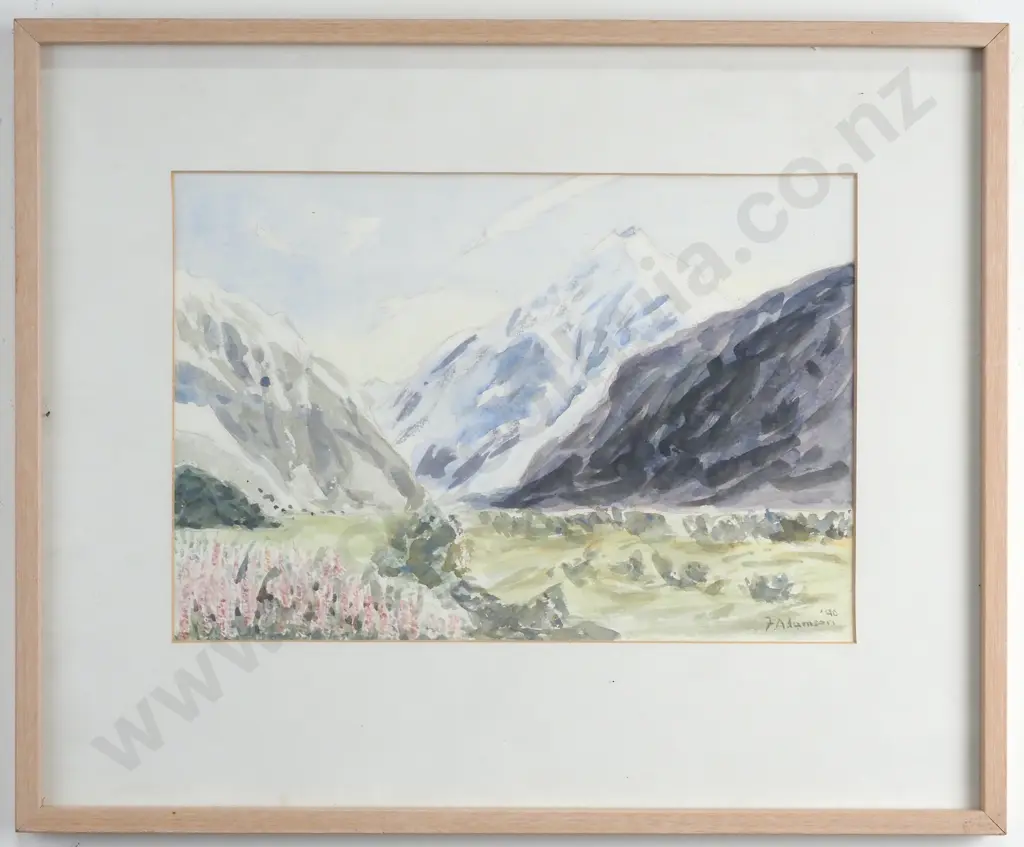 F. Adamson ' Alpine Landscape', Watercolour Image 1++