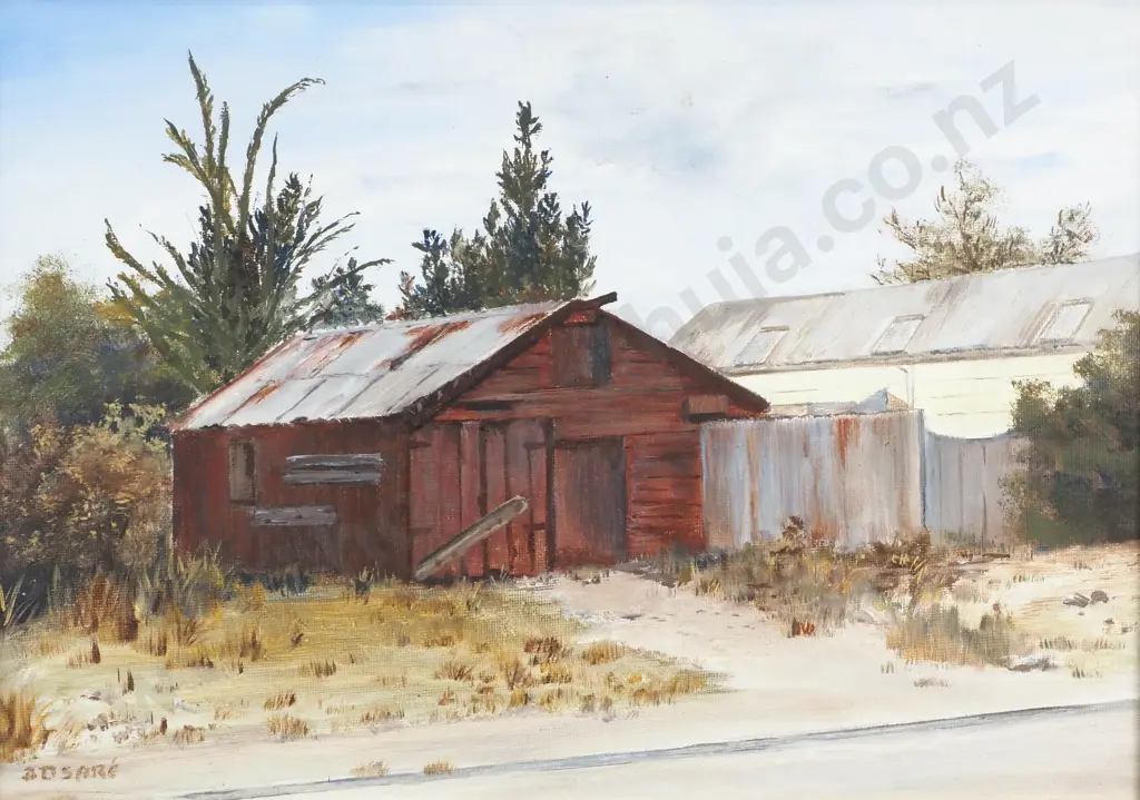 Dawn D. Sare - 'Old Garage in Old Cromwell', Oil on Canvas Board Image 1++