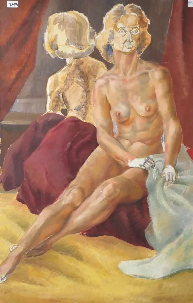 Barbara Blakemore Fowler - Nude in Mirror (Double Sided), Oil on Board Image 1++