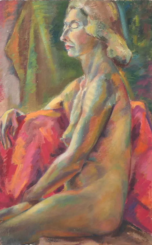 Barbara Blackmore - Fowler- Double Sided Seated Nude, Oil on Board Image 1++