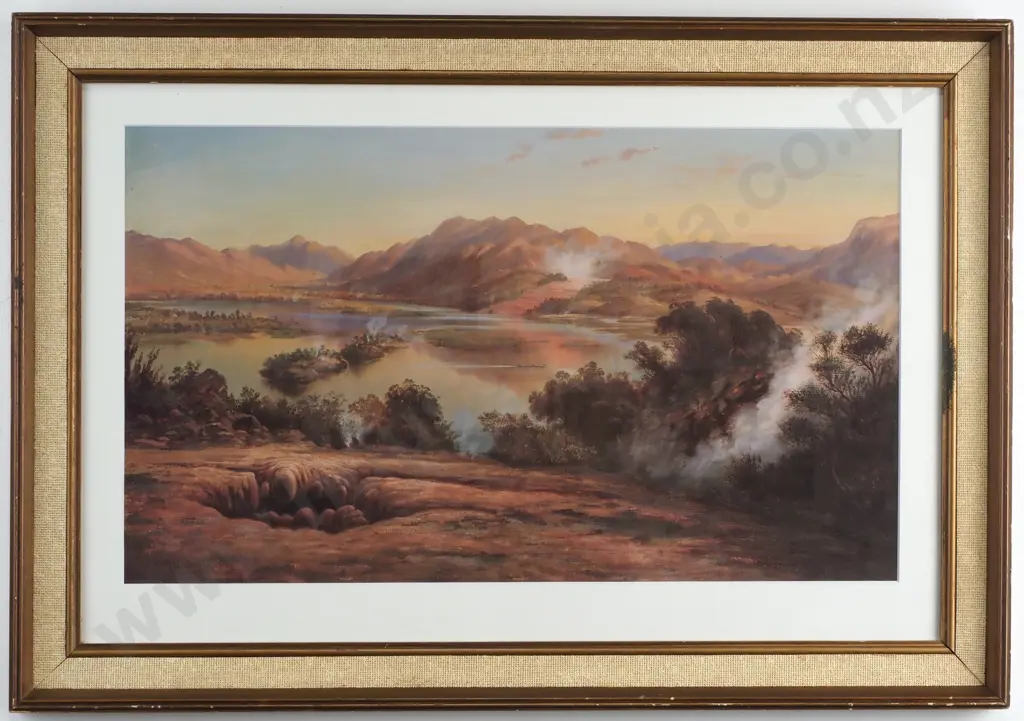 Charles Blomfield - Lake Rotomaha Showing the Pink Terraces, Print Image 1++