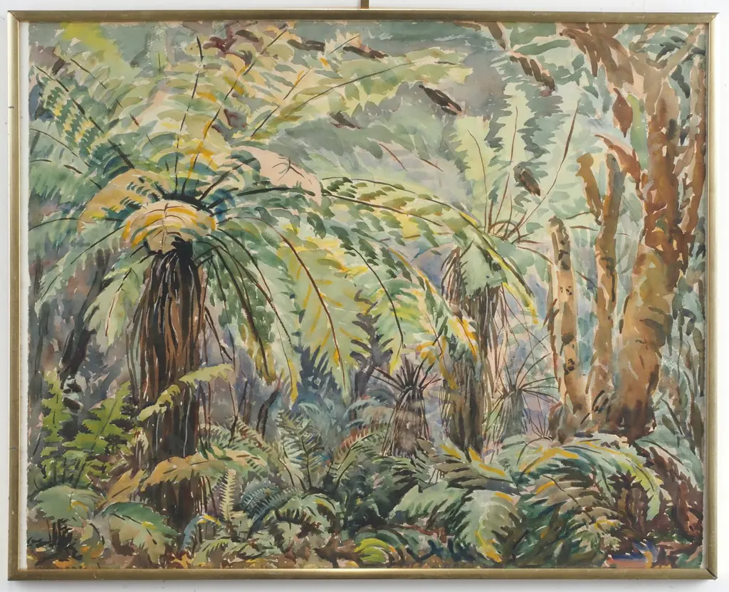 Eana Jeans - (Unsigned) NZ Bush Scene w Walkway, Watercolour Image 1++