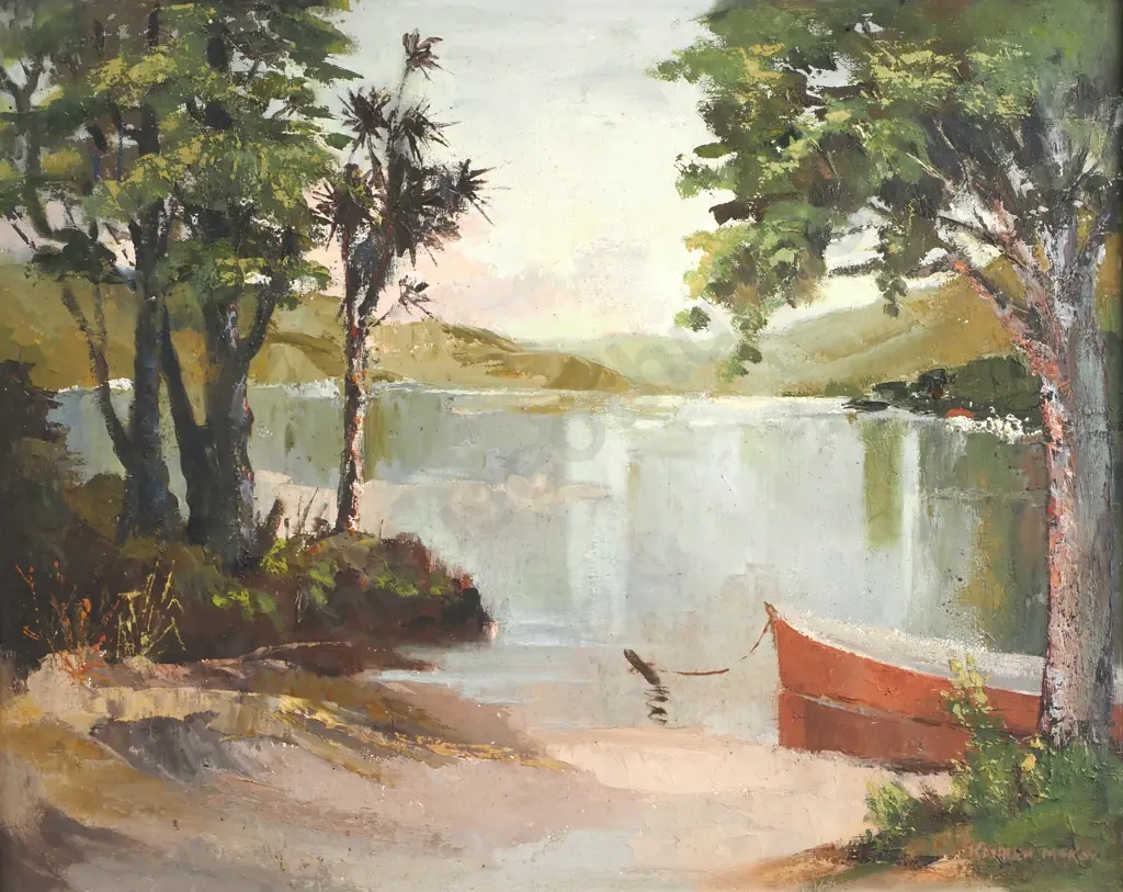 Kathleen McKay - 'Lake Rotoiti', Oil on Board Image 1++