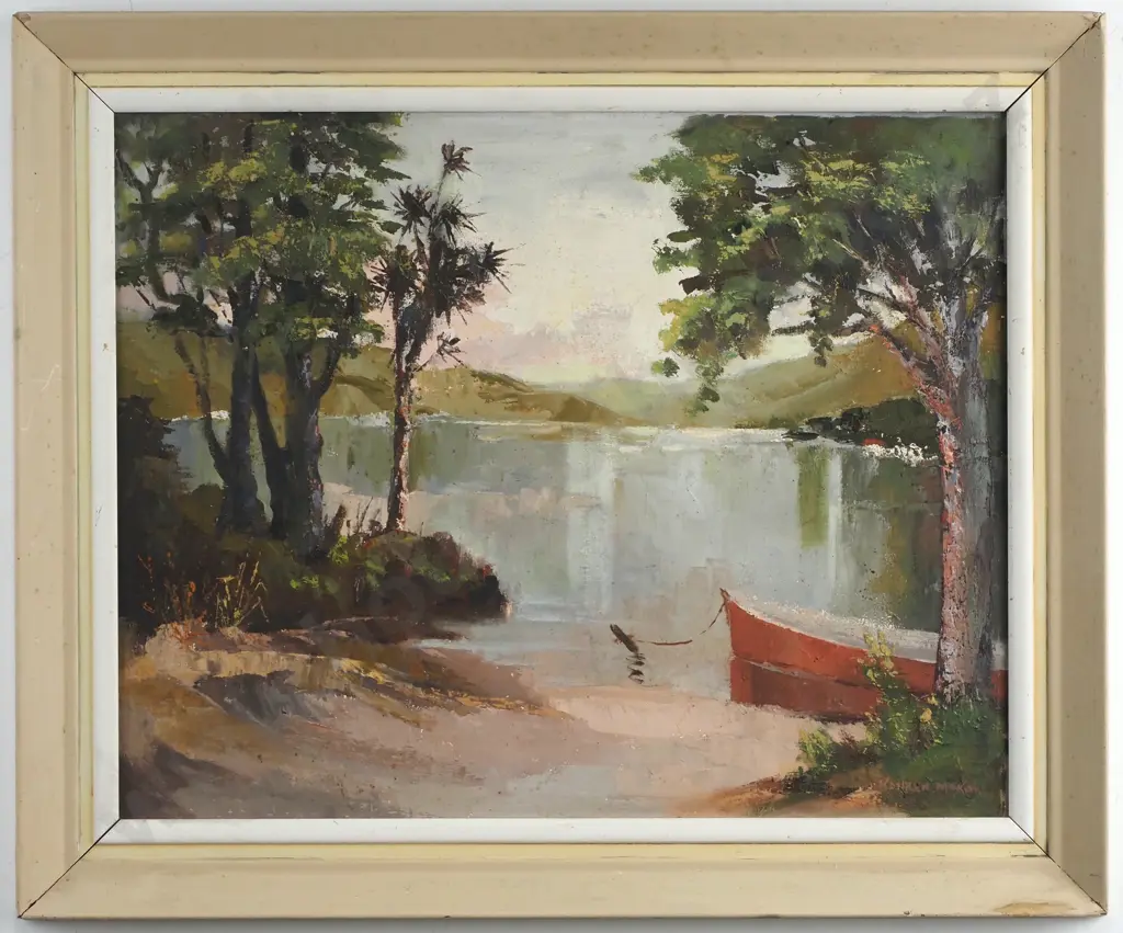 Kathleen McKay - 'Lake Rotoiti', Oil on Board Image 1++
