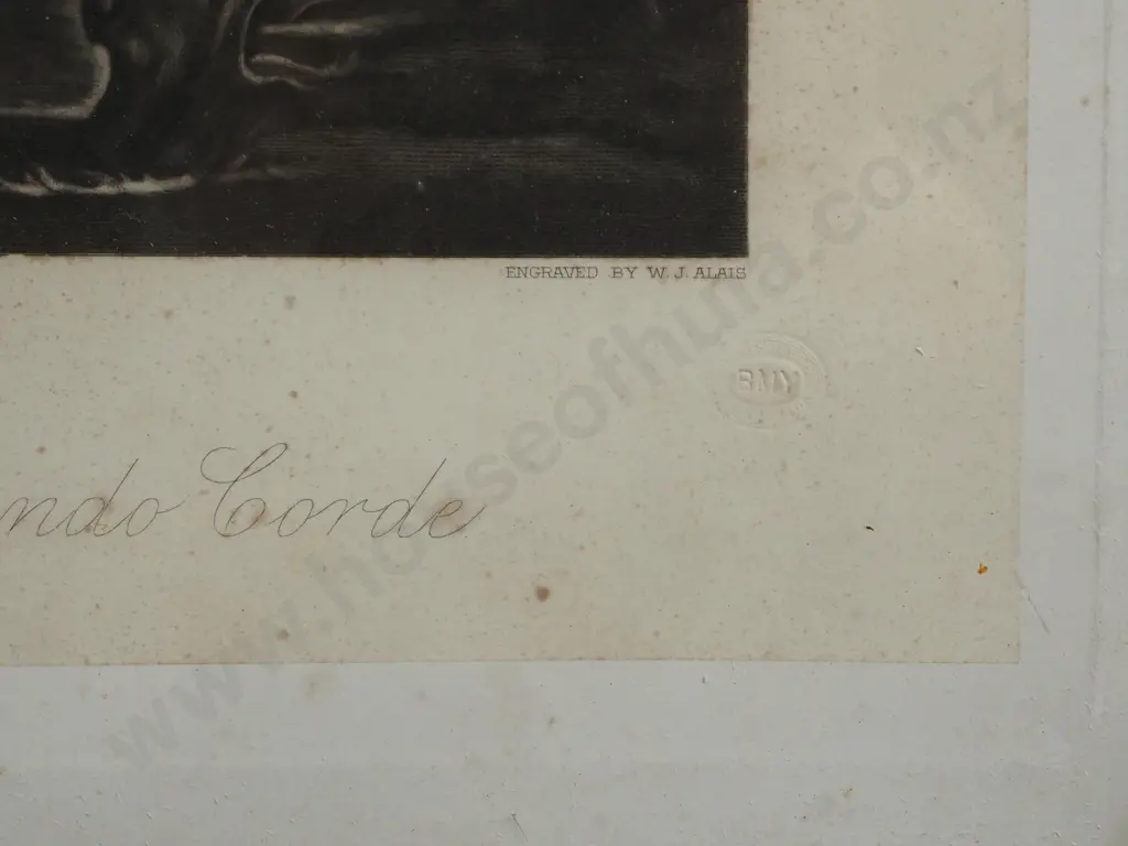 After Sir Joseph Noel Paton. 1894. How and Angel Rowed Galahad Across Dern Mere. Stamped Meso tint w Etching. Image 1++