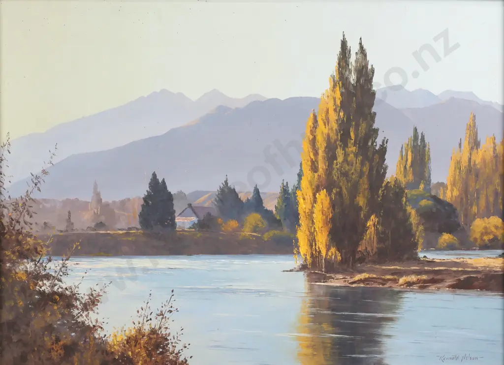 Kenneth Nelson - Autumn Afternoon, Albert Town, Oil on Board Image 1++
