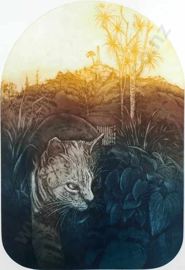 Merle Bishop - One Tree Hill TR2,  Coloured Etching Image 1++
