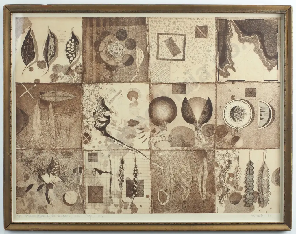 John Winch. Documentation of the Voyage of 1535 Pages 1 & 2. Etching. LE 7/35. (1982) Image 1++