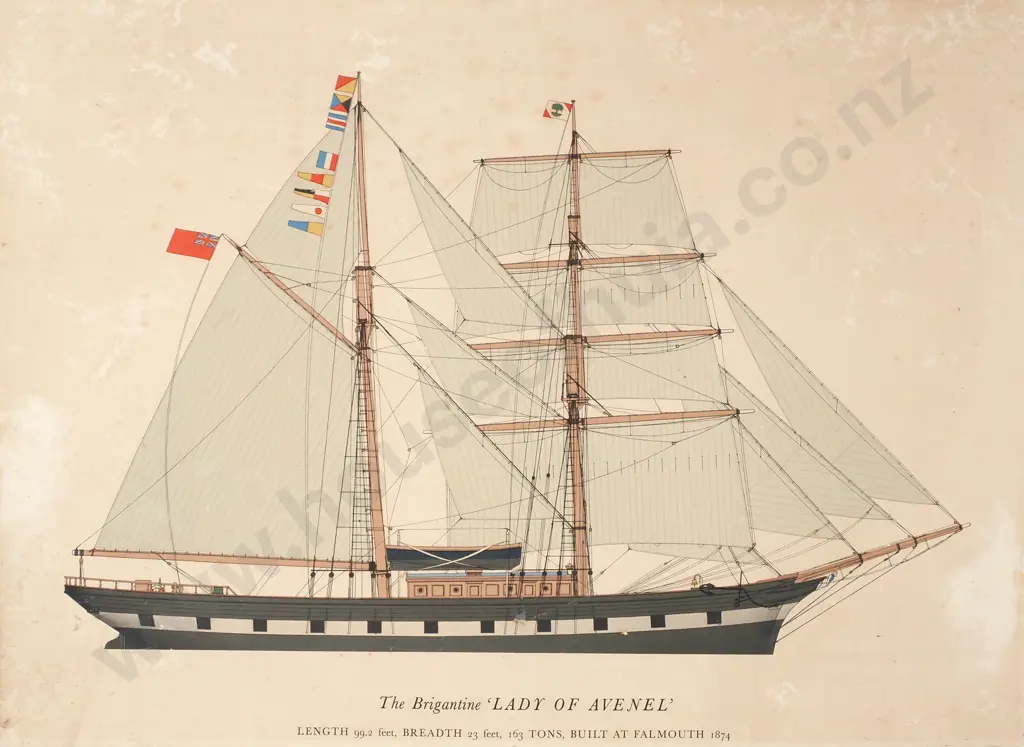 John Gardener - Brigantine Lady of Avenel, Vintage Maritime Print Image 1++