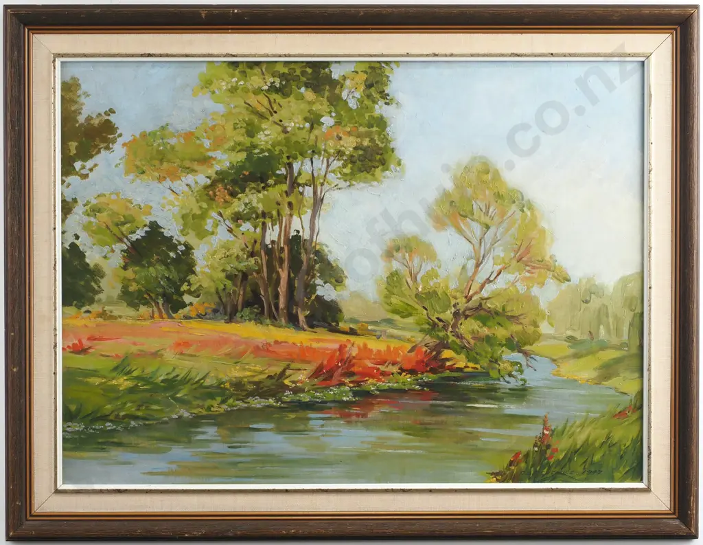 Cynthia Brightmore - "River Scene', Oil on Board, 1947 Image 1++