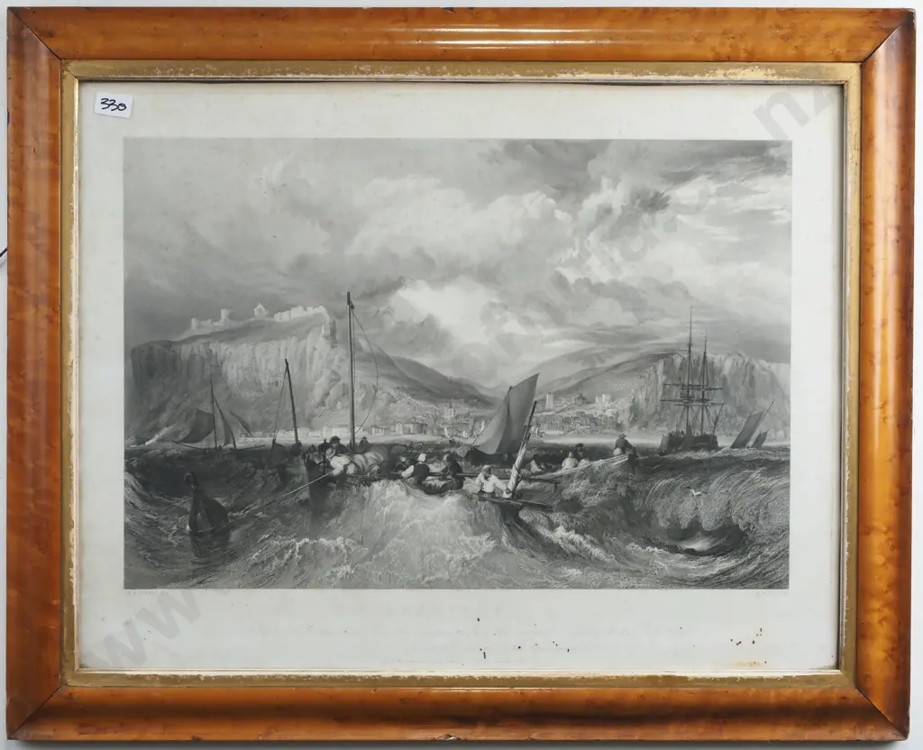 Antique 1851 Etching 'Hastings',- R. Wallis, 1851 Image 1++