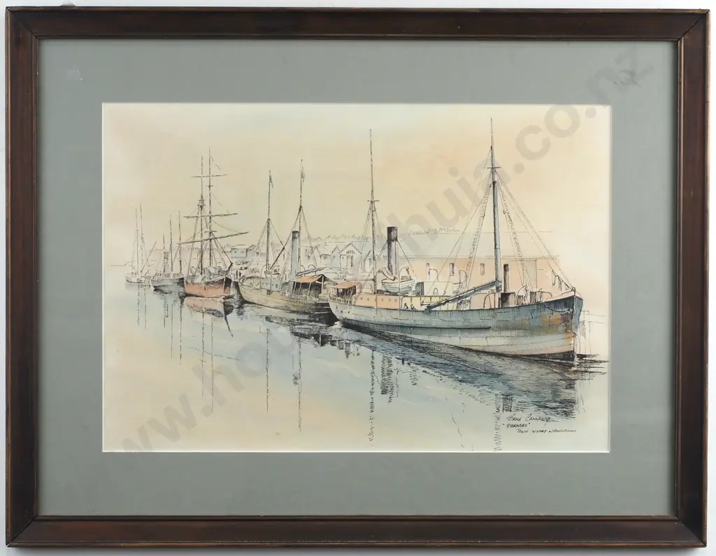 Bruce Canning - 'Stormbird & Town Wharf', Pen & Wash Image 1++
