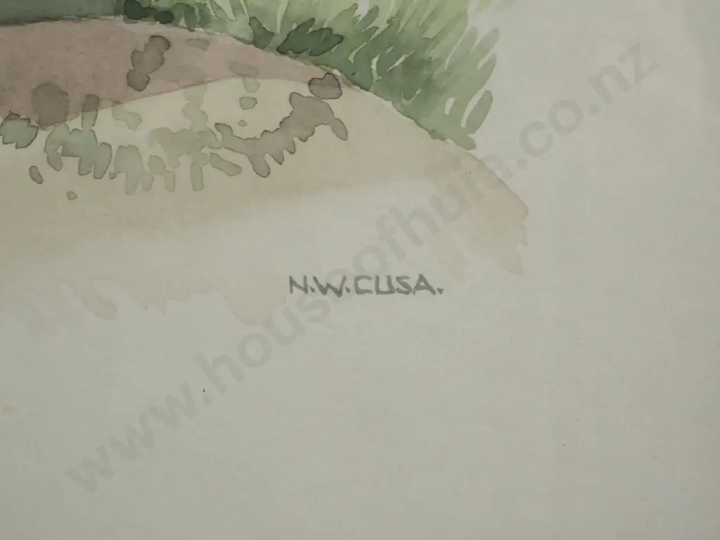 N W Cusa, 'Oyster Catchers, Watercolour Image 1++