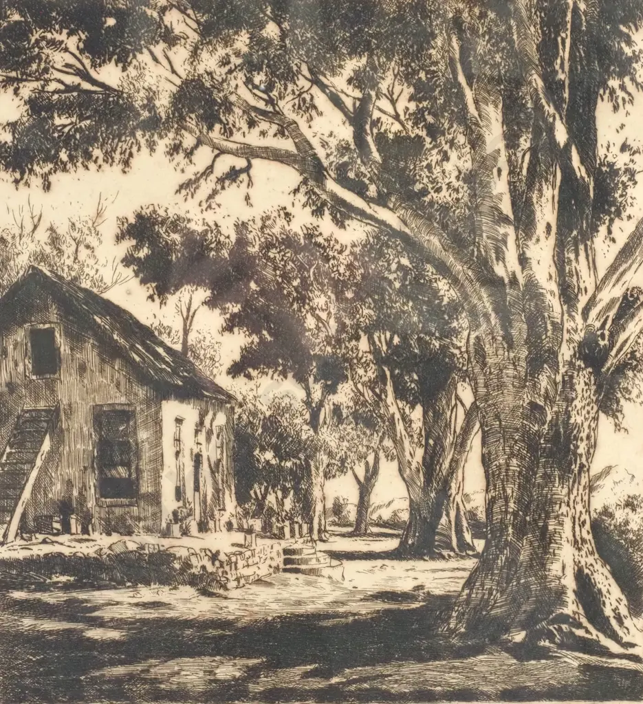 Tinus de Jongh, 'The Old Tree Hout Bay, Cape', Etching Image 1++