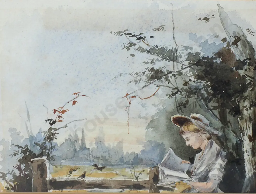 John Scott - Book Reading, Watercolour Image 1++