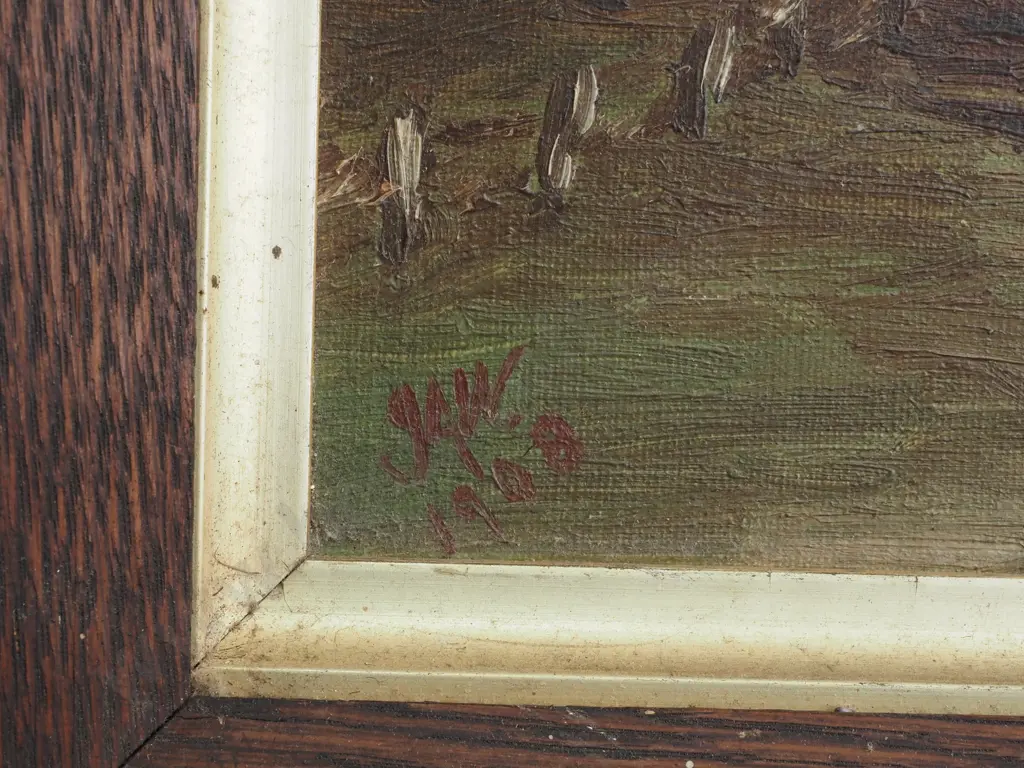 J A W - Country Scene w Cows, Oil Image 1++