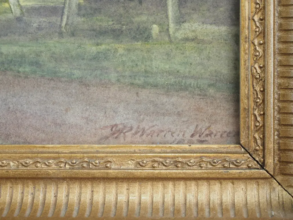 R Warren Warren - Country Church w Graveyard, Watercolour Image 1++