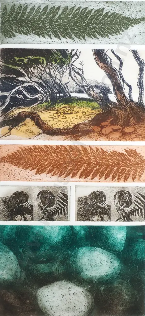 Cynthia Taylor - Sacred Grove, Little Terrier Island, Etching on Paper Image 1++