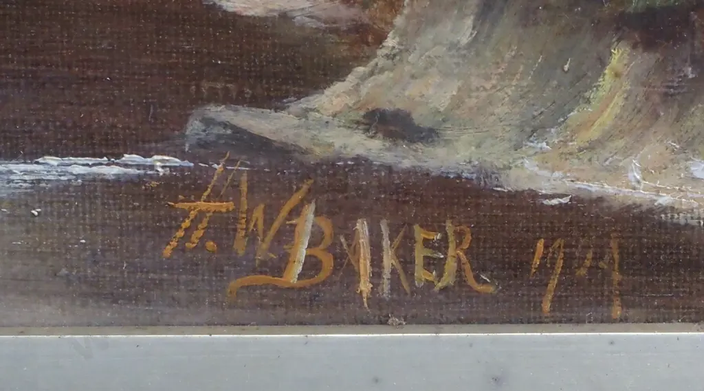 H W Baker - Colonial Landscape Scene, Oil Image 1++