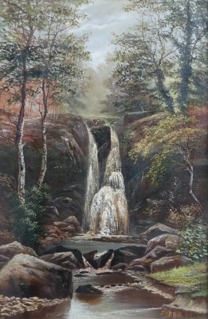 H W Baker - Colonial Landscape Scene, Oil Image 1++