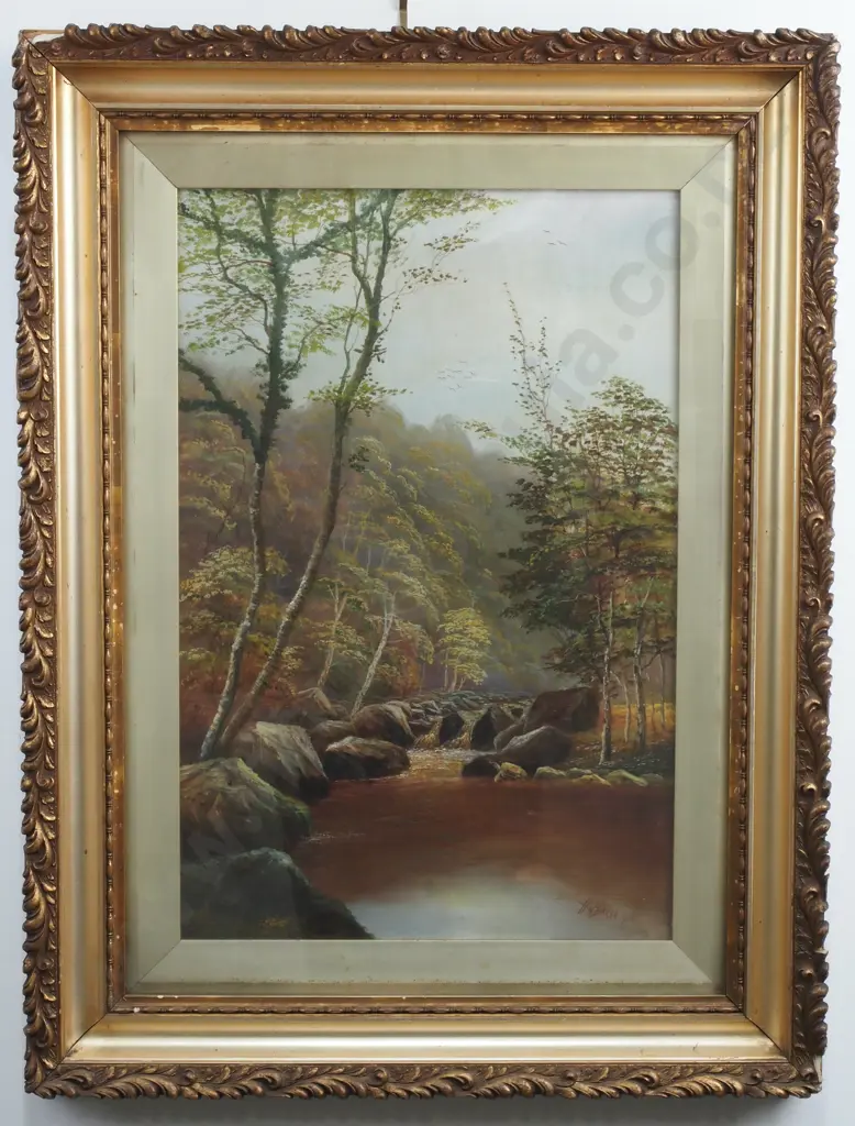 H W Baker - Colonial Landscape Scene, Oil Image 1++