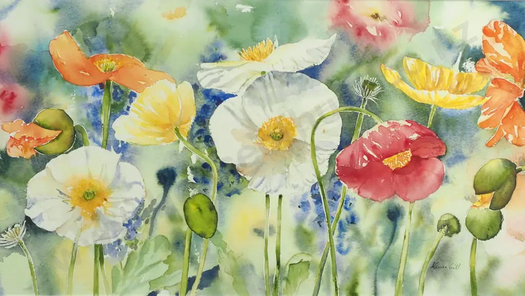 Kieran Gill - Poppies, Watercolour Image 1++