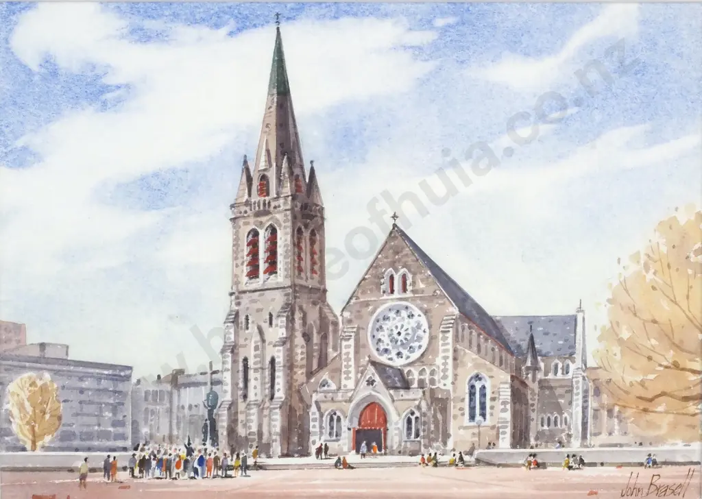 John Brasall - Cathedral Square w Wizard, Watercolour Image 1++