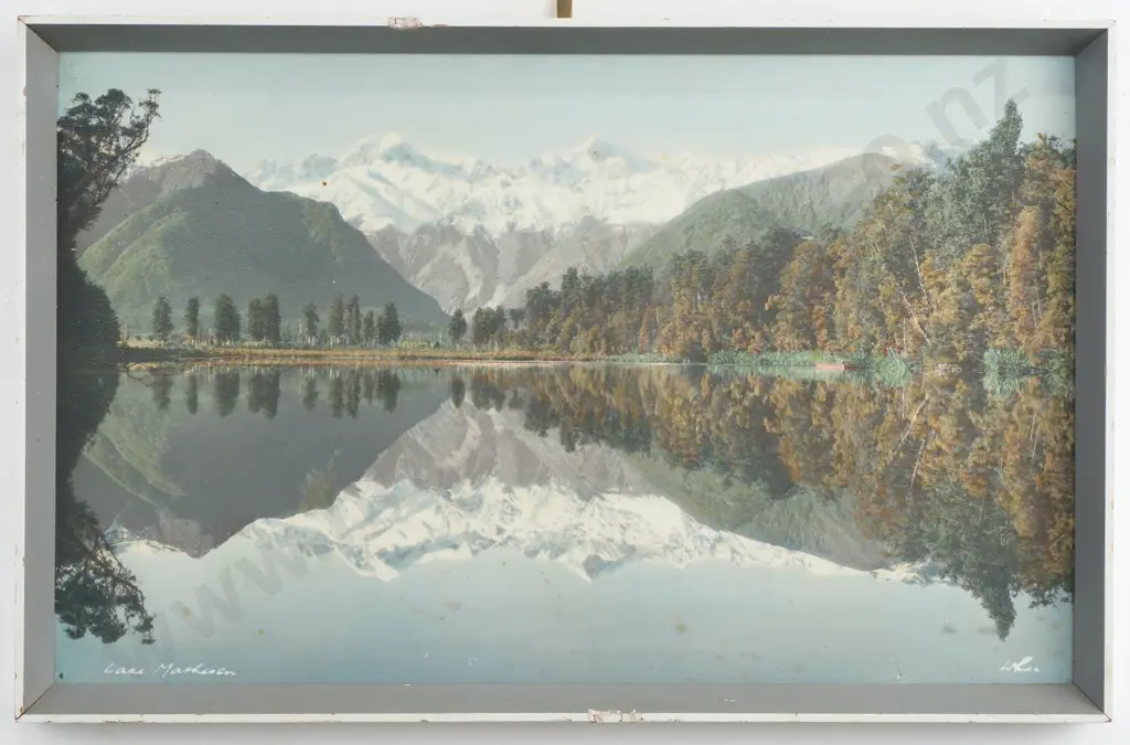 Whites Aviation - Lake Matheson, Hand Coloured Print Image 1++