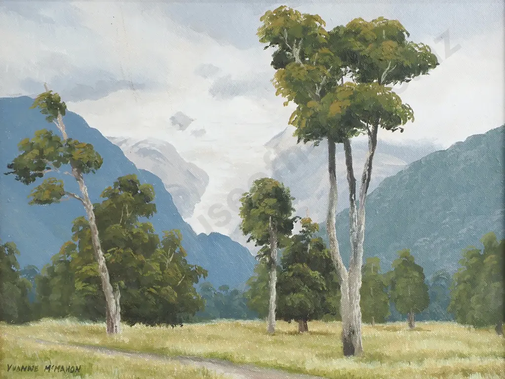 Yvonne McMahon - Fox Glacier, South Westland, Oil on Board Image 1++