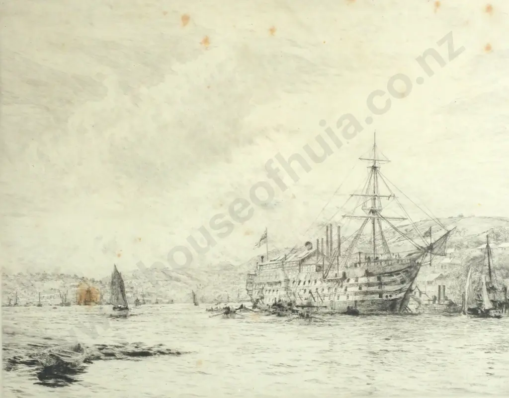 W L Wyllie - 'Training Ship Britannia at Dartmouth,' Etching Image 1++
