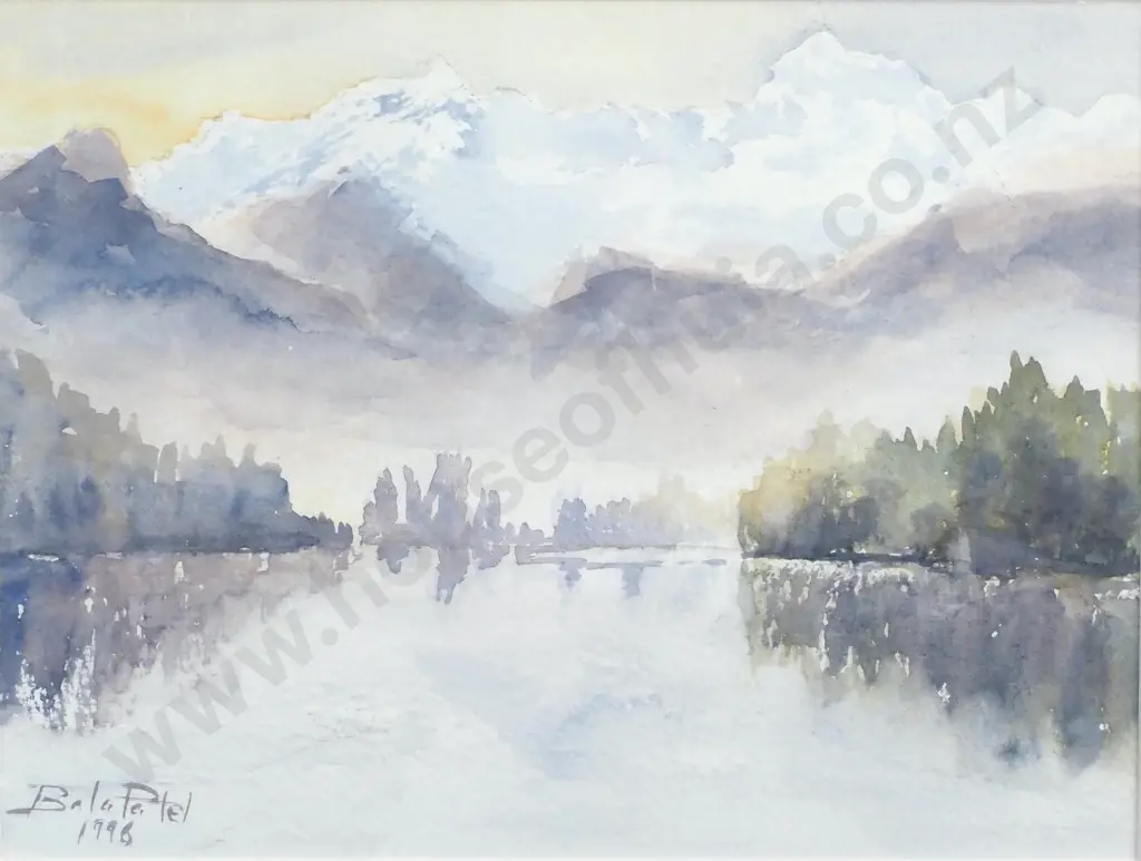 Bala Patel - 'Westland High Country Lake', Watercolour Image 1++