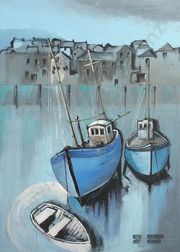 Rodney Ward - 'Mevagissey Harbour', Oil on Board Image 1++
