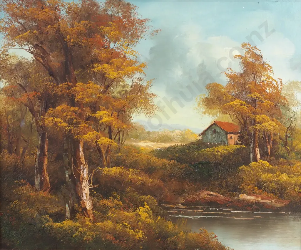 G Ford - Rustic Landscape w Cabin, Oil Image 1++