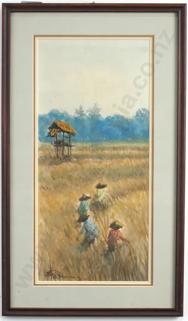 Rice Harvesting, Watercolour Image 1++