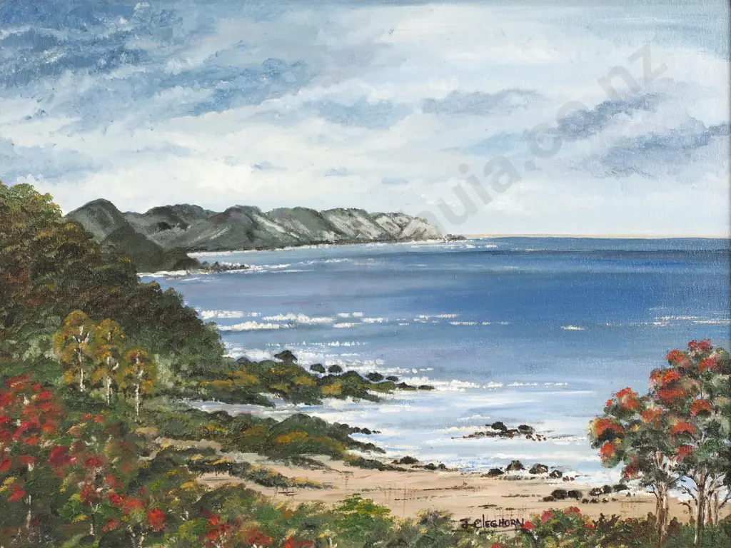 Judith Cleghorn - 'Chalky Inlet, Westland, Fiordland'', Oil on Canvas Board. Image 1++