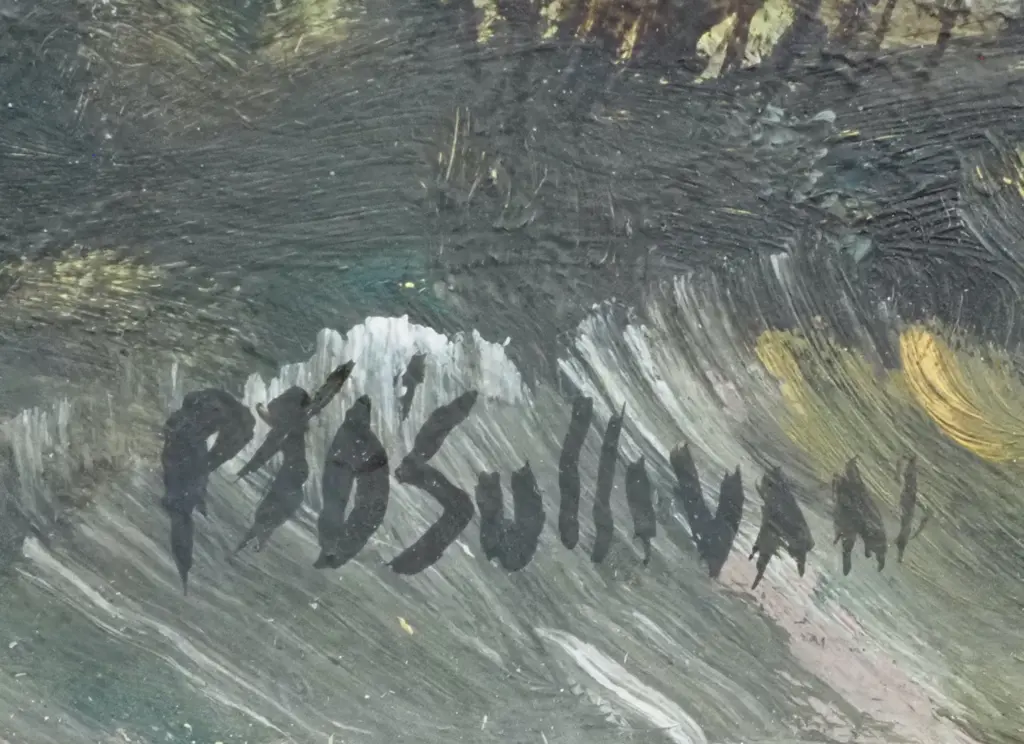 PJ O'Sullivan Maori Pa, Ngaruawahia Near Rotorua, Oil Image 1++