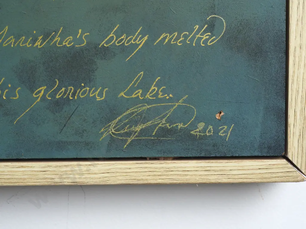 'Star Crossed Lovers, Lake Wakatipu', Acrylic & Gold Paint on Board Image 1++