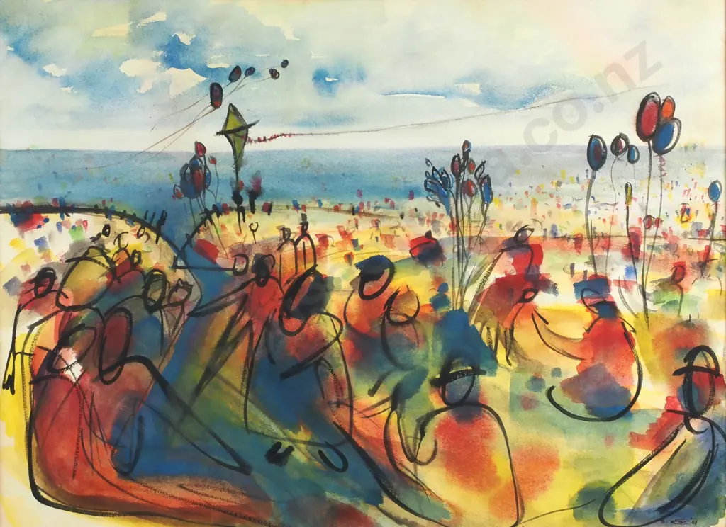 Sally Eden - 'Seaside Fair', Watercolour & Varnish Image 1++