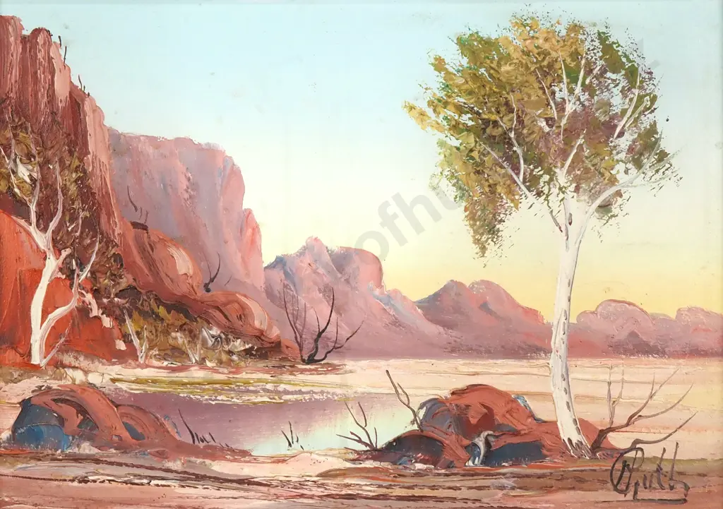 Henk Gerrit Guth: The Red Northern Territory, Oil on Board Image 1++