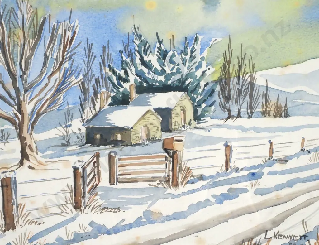 L.Kennett, 'Winter Scene', Watercolour on paper Image 1++