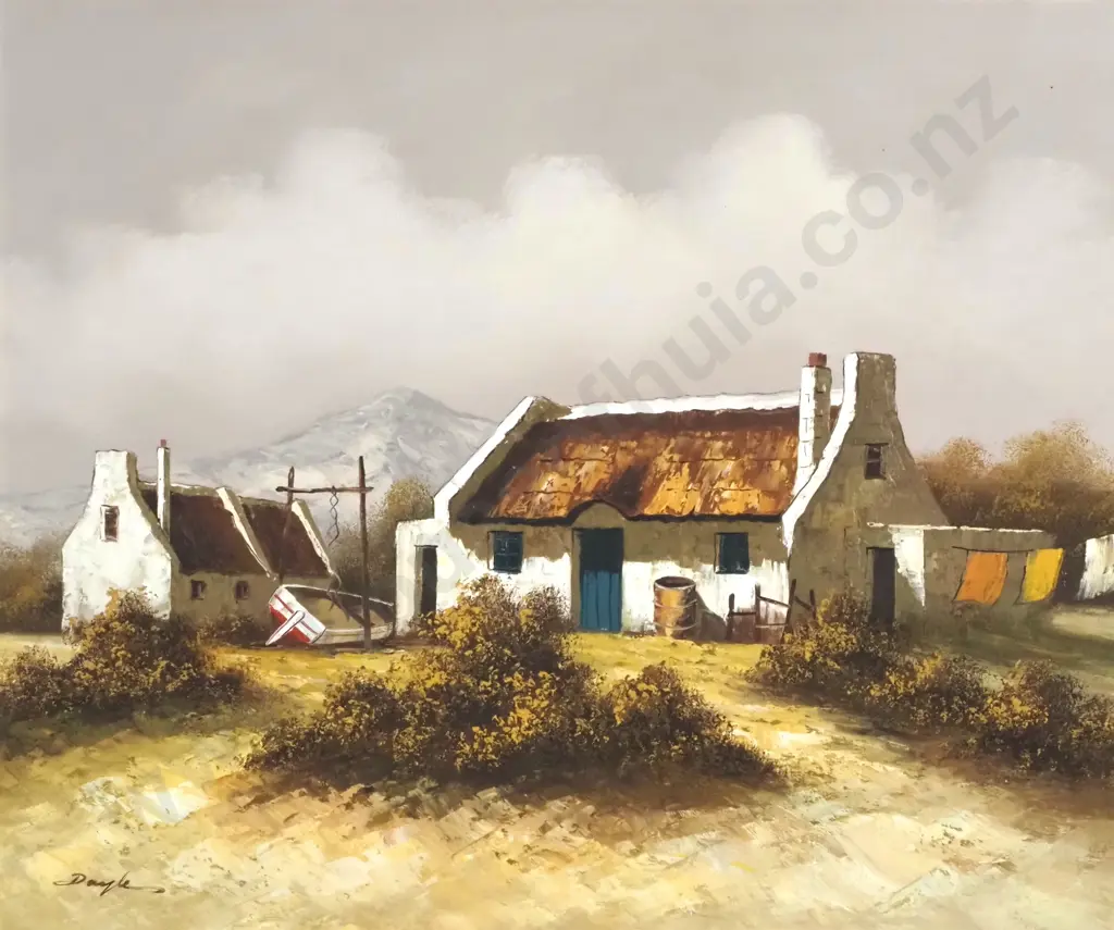 Doyle - 'Cottages', Oil on Board Image 1++