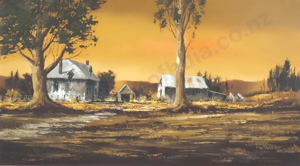 Allan Crombie - 'Deserted Farm - Central Otago' Oil on Board Image 1++