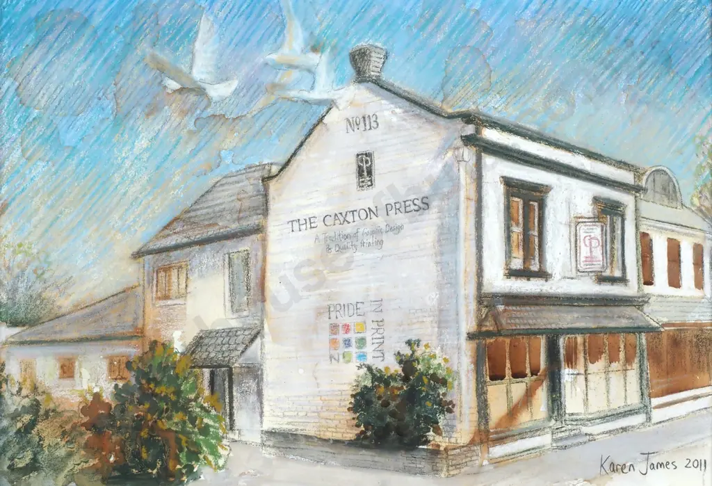 Karen James - 'The Caxton Press', Charcoal Pastel Pencil Acrylic on Stained Colourfix Paper (2011) Image 1++