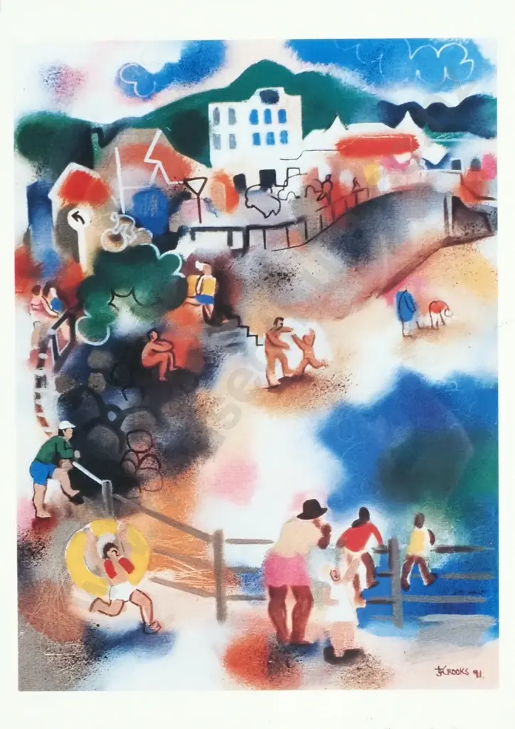 Lindsay Crooks - 'St Clair Beach', Print (1991) Image 1++