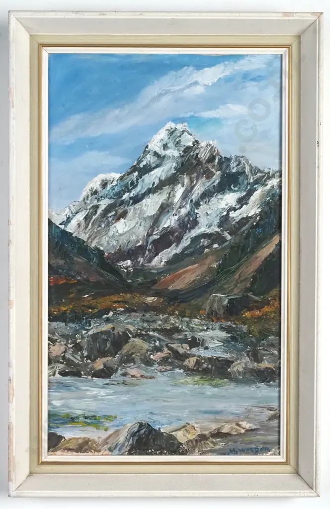 H Walden - Mountain Scene, Oil on Board Image 1++