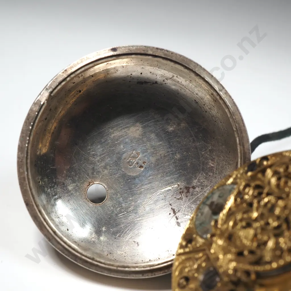 Impressive Antique Sterling Silver Pair Case Key Wind Pocketwatch Image 1++