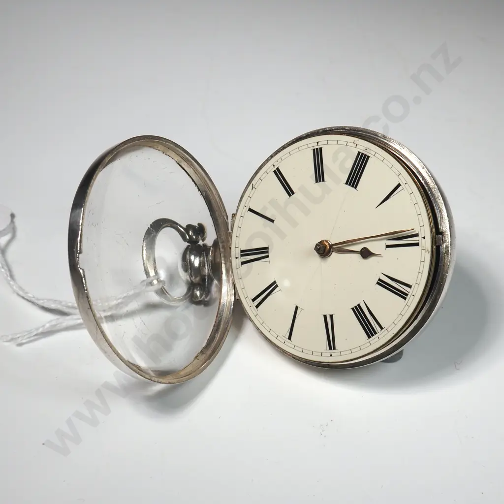 1835 Sterling Silver Pair Case Pocket Watch by Robt Lowe Preston Image 1++