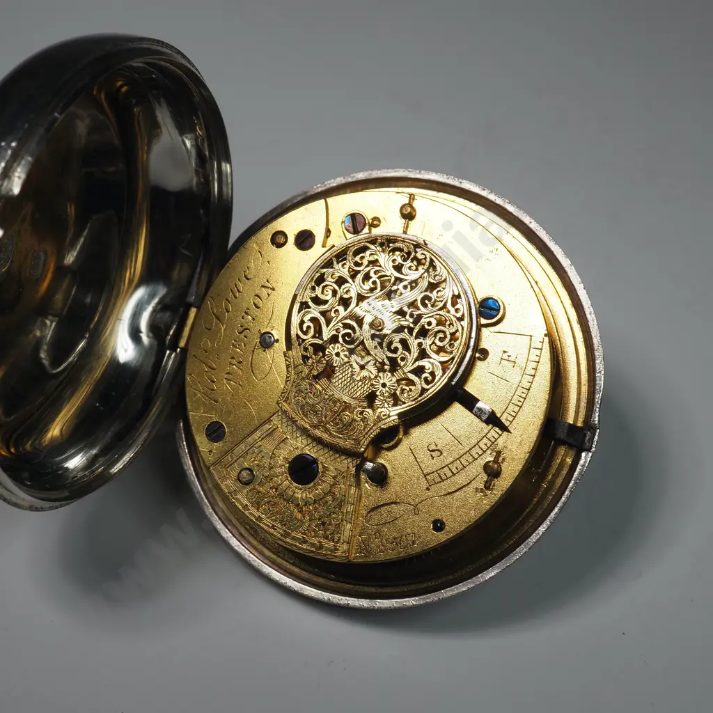1835 Sterling Silver Pair Case Pocket Watch by Robt Lowe Preston Image 1++