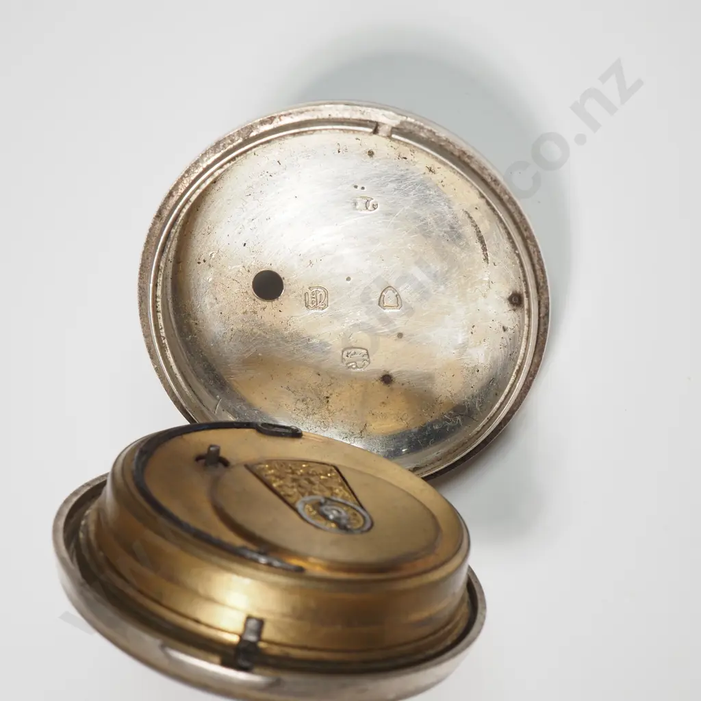 1858 London Sterling Silver Pair Case Pocket Watch A/F Image 1++