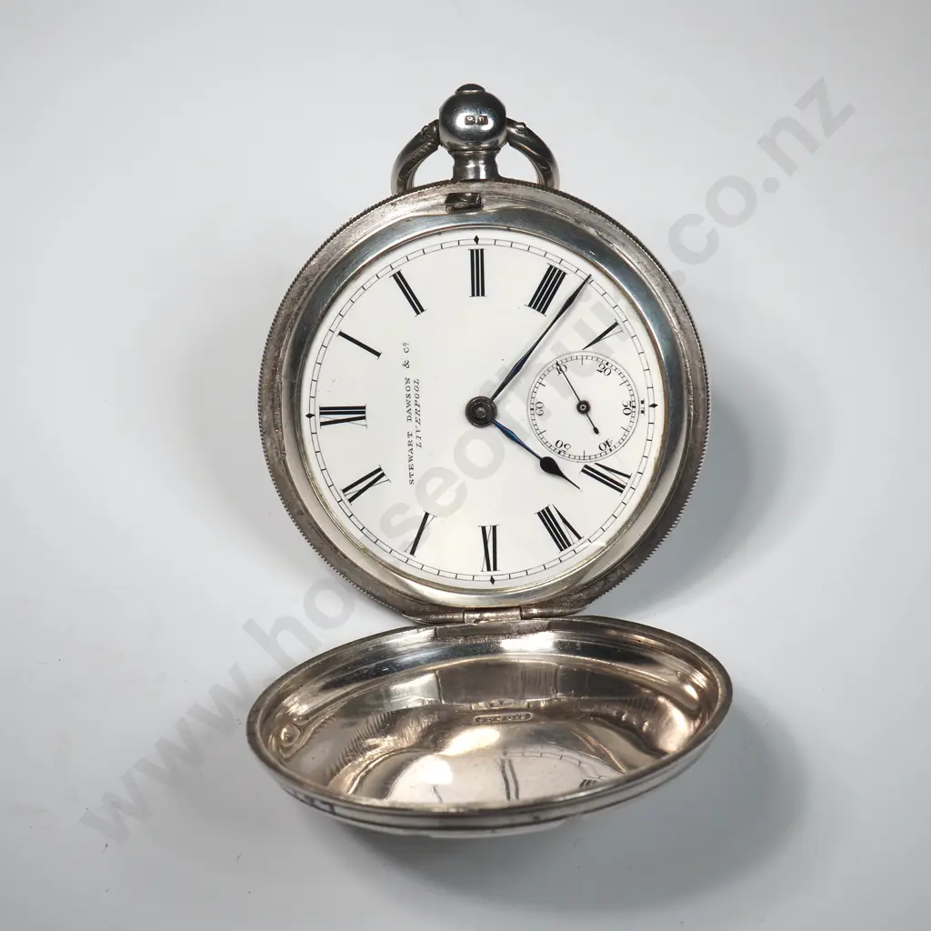 Sterling Silver English Fusee Lever Pocket Watch, Retailed by Stewart Dawson, Liverpool Image 1++